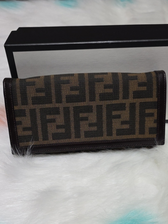 Fendi Handbags - Authentic Fendi Brown and Black Zucca Logo Folded Wallet